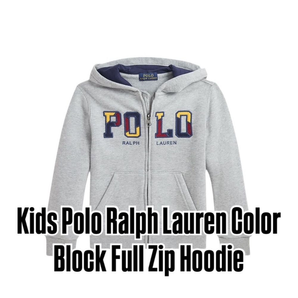 NWT Polo Ralph Lauren Kids Color Block Full Zip Hoodie — Sz 5
